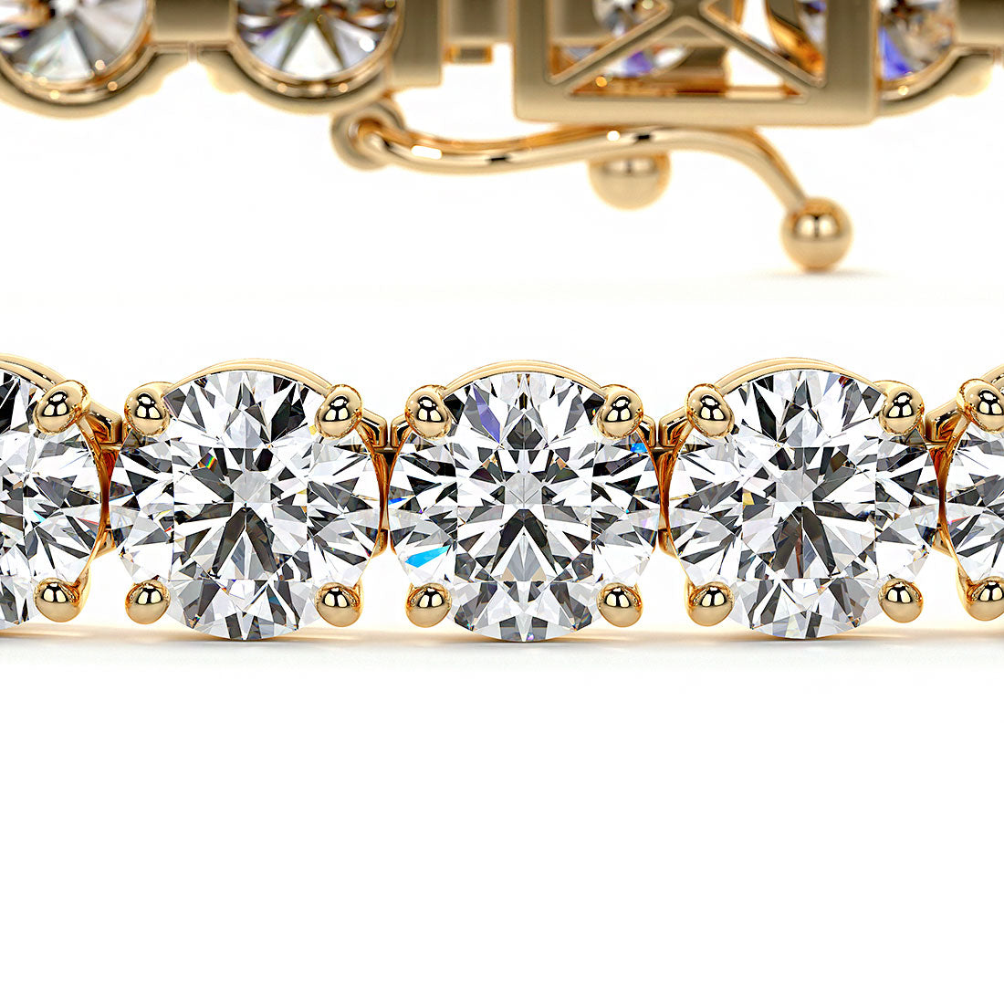 10.50ctw Round Brilliant Diamond Tennis Bracelet set in 14k Yellow Gold
