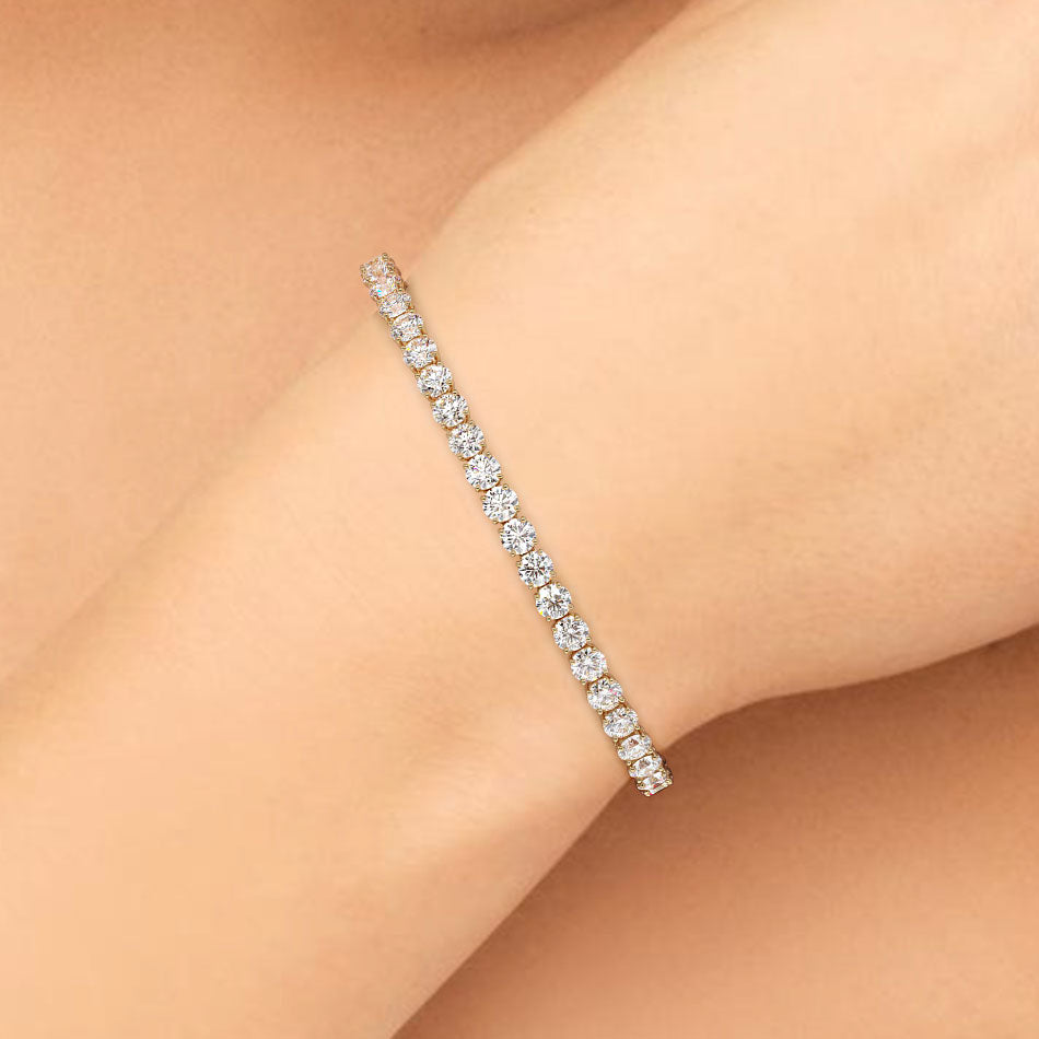 10.50ctw Round Brilliant Diamond Tennis Bracelet set in 14k Yellow Gold