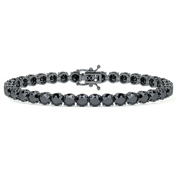 15.00ctw Round Brilliant Black Diamond Tennis Bracelet set in 14k Black Gold