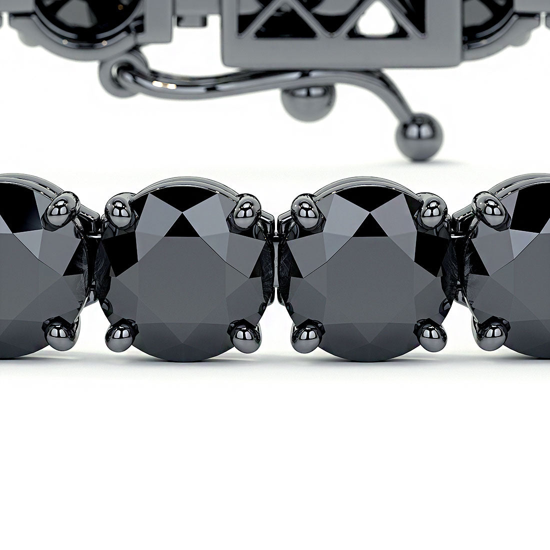 15.00ctw Round Brilliant Black Diamond Tennis Bracelet set in 14k Black Gold