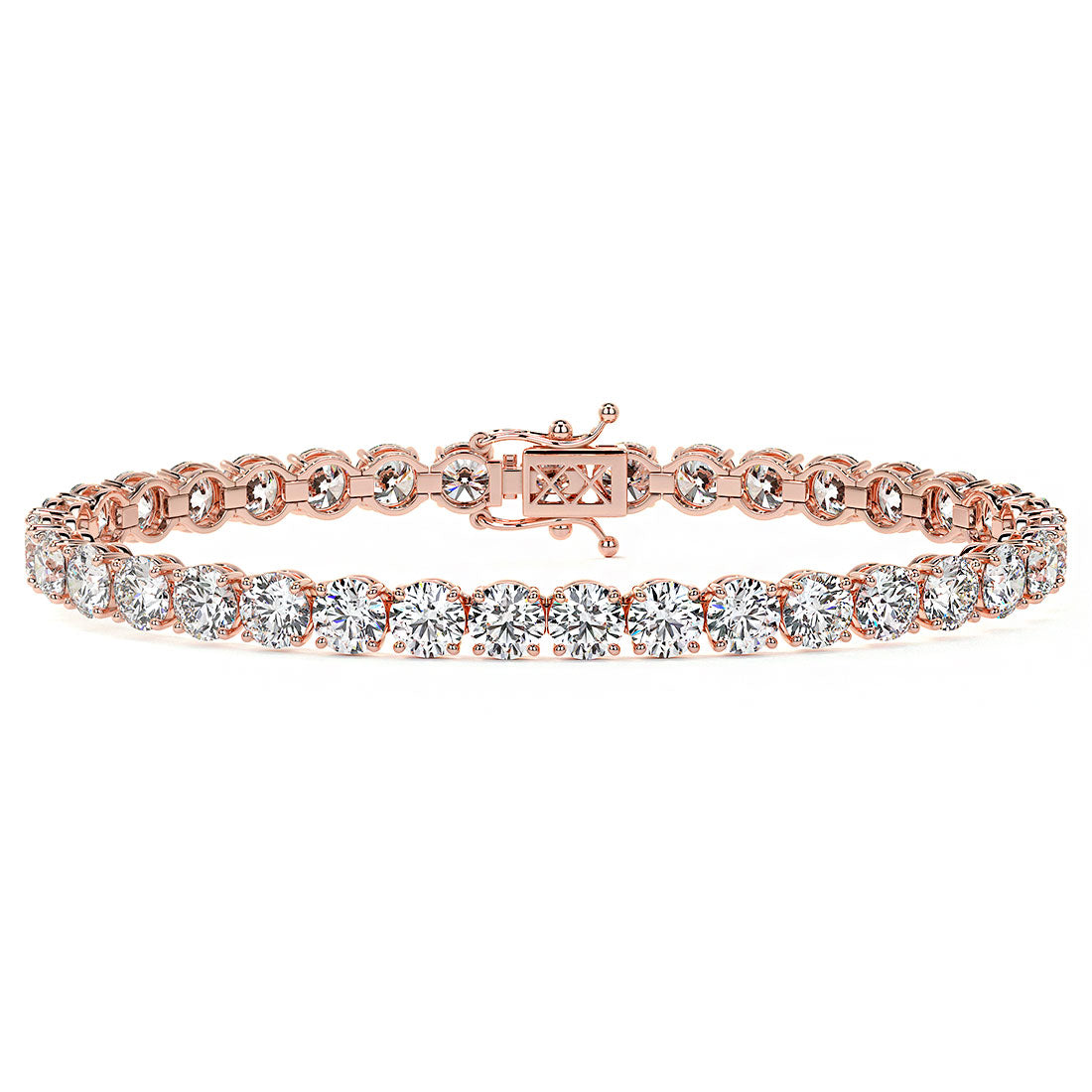 15.00ctw Round Brilliant Diamond Tennis Bracelet set in 14k Rose Gold