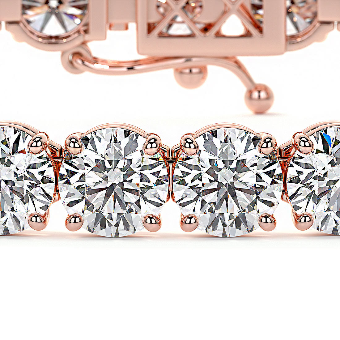 15.00ctw Round Brilliant Diamond Tennis Bracelet set in 14k Rose Gold