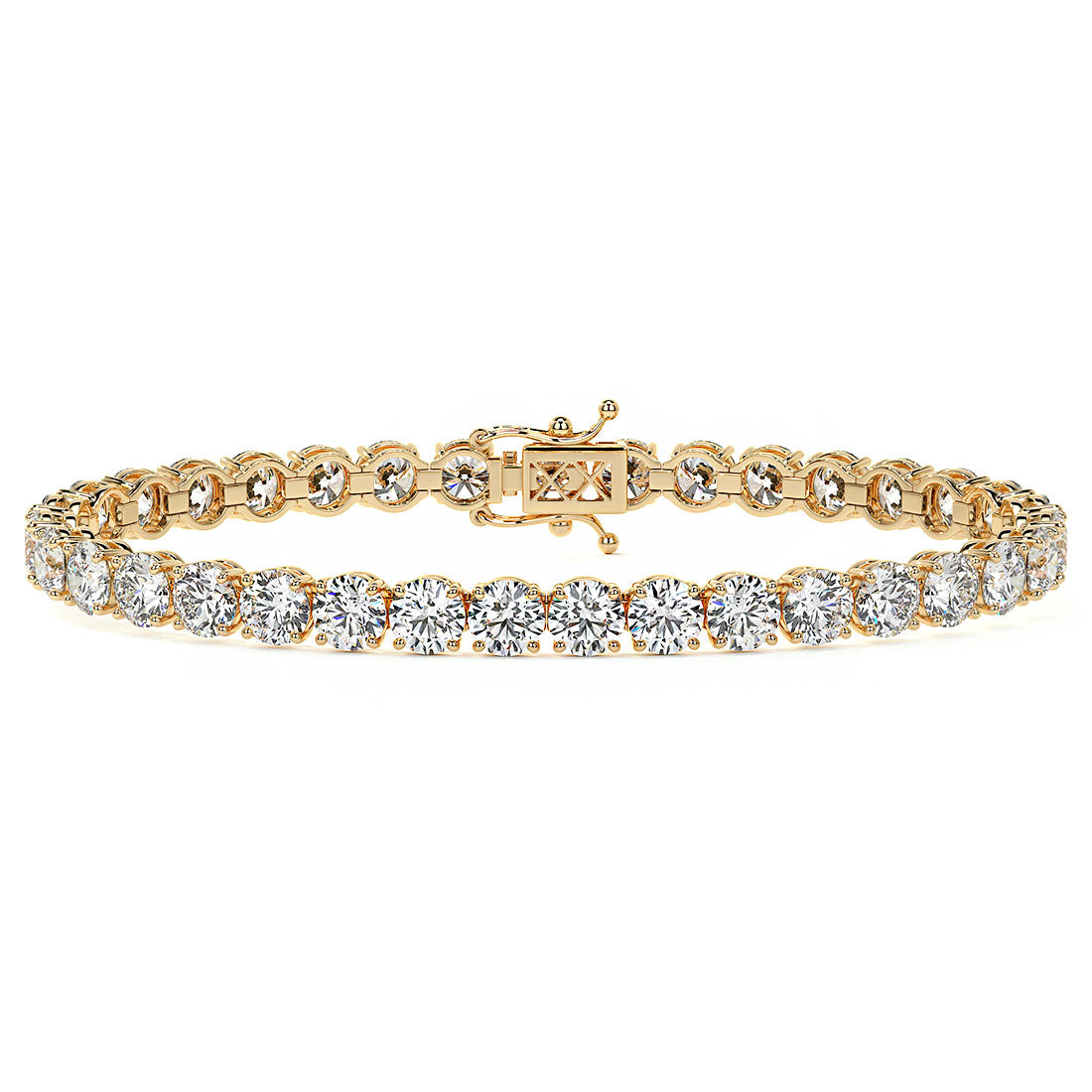 15.00ctw Round Brilliant Diamond Tennis Bracelet set in 14k Yellow Gold