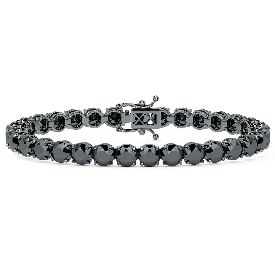 17.00ctw Round Brilliant Black Diamond Tennis Bracelet set in 14k Black Gold