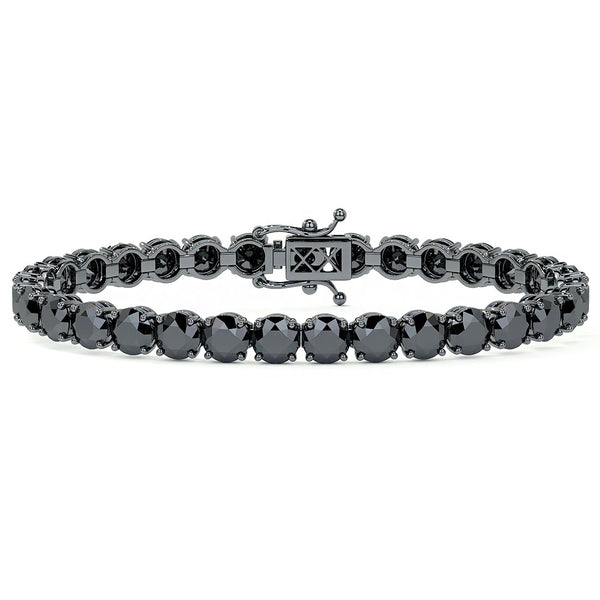 17.00ctw Round Brilliant Black Diamond Tennis Bracelet set in 14k Black Gold