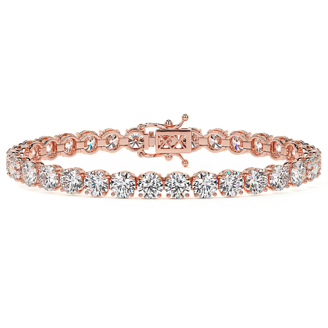 17.00ctw Round Brilliant Diamond Tennis Bracelet set in 14k Rose Gold