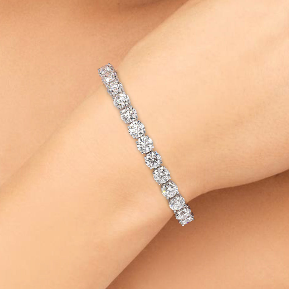 26.00ctw Round Brilliant Diamond Tennis Bracelet set in 14k White Gold