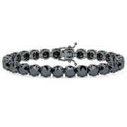 Round Brilliant Black Diamond Tennis Bracelet set in 14k