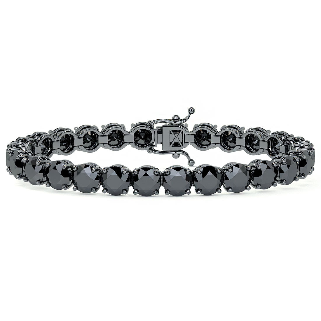 26.00ctw Round Brilliant Black Diamond Tennis Bracelet set in 14k Black Gold