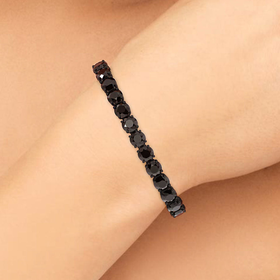 26.00ctw Round Brilliant Black Diamond Tennis Bracelet set in 14k Black Gold
