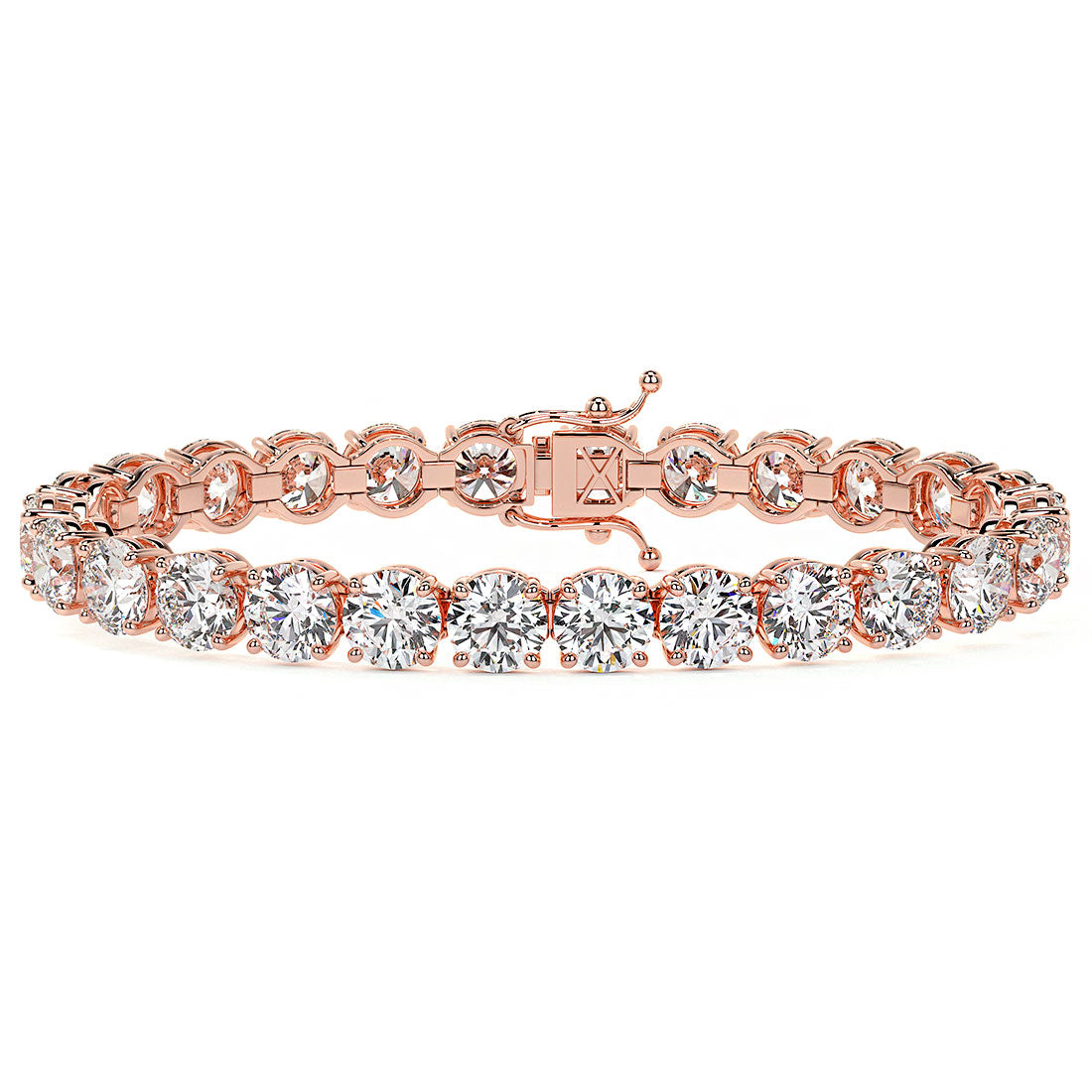 26.00ctw Round Brilliant Diamond Tennis Bracelet set in 14k Rose Gold
