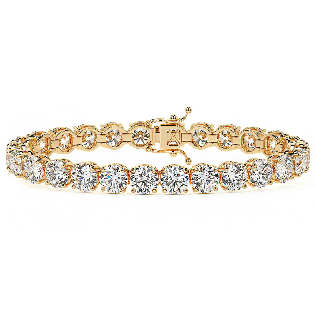 26.00ctw Round Brilliant Diamond Tennis Bracelet set in 14k Yellow  Gold