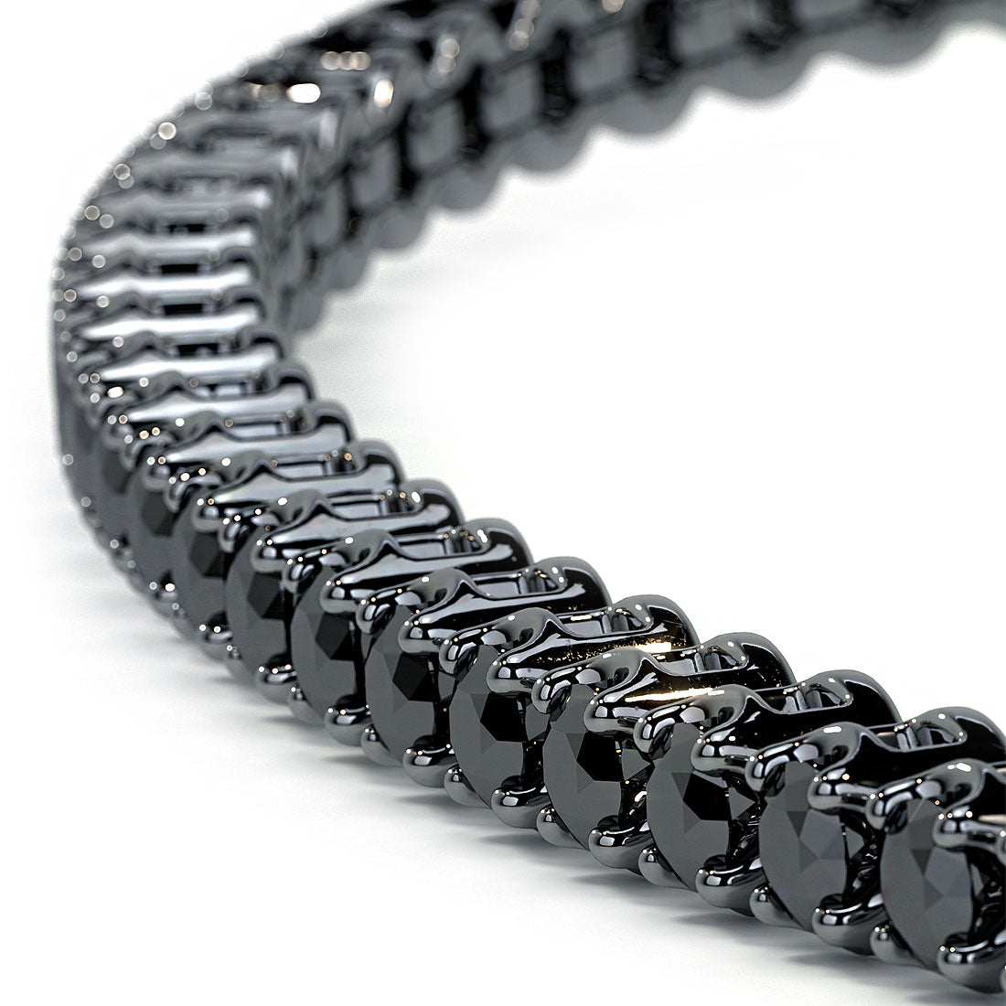 1.00ctw Round Brilliant Buttercup Black Diamond Tennis Bracelet set in 14k Black Gold