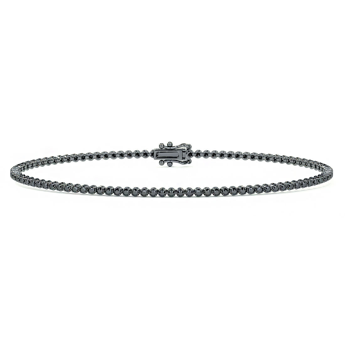 1.00ctw Round Brilliant Buttercup Black Diamond Tennis Bracelet set in 14k Black Gold