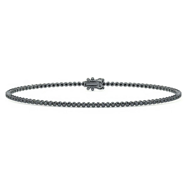 1.00ctw Round Brilliant Buttercup Black Diamond Tennis Bracelet set in 14k Black Gold