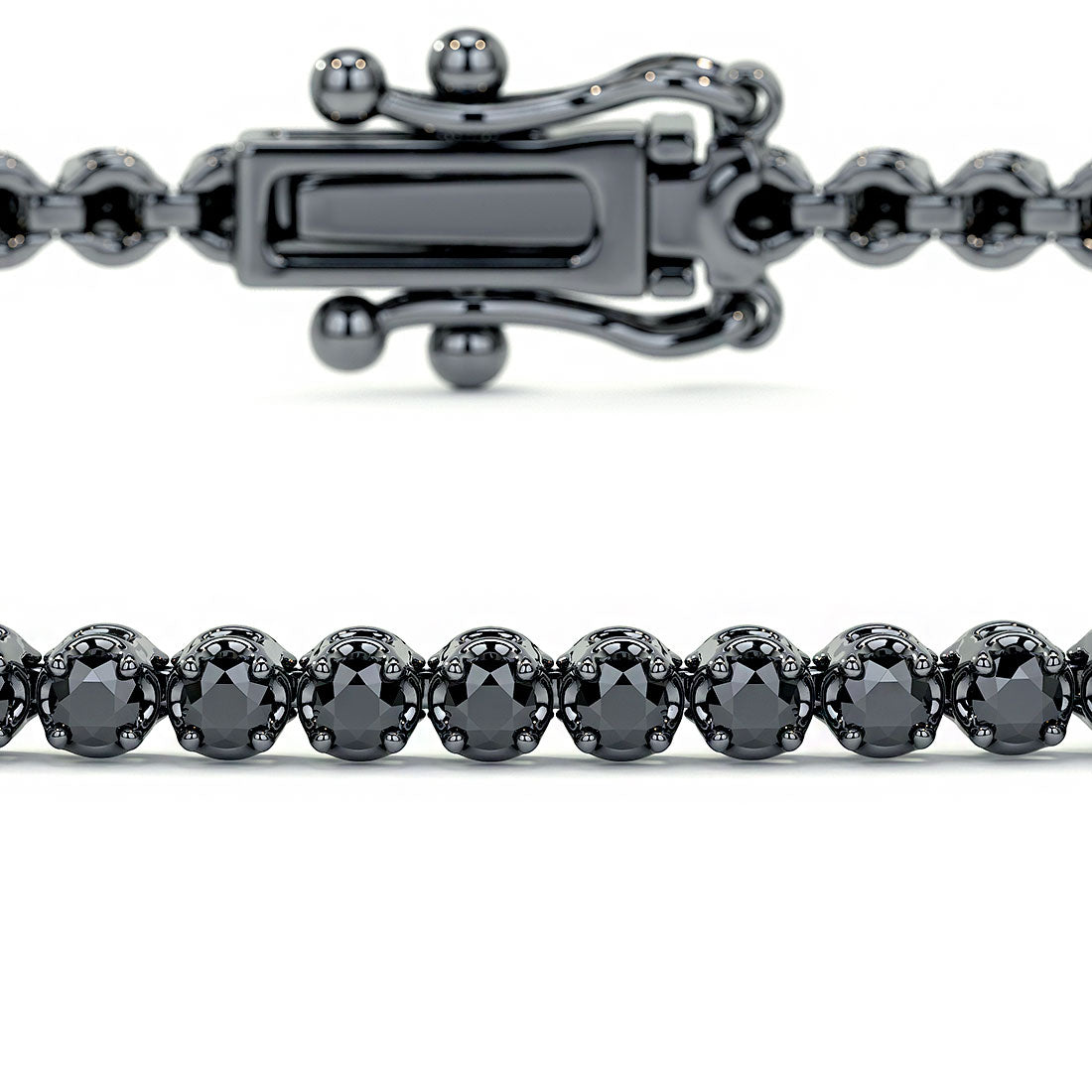 1.00ctw Round Brilliant Buttercup Black Diamond Tennis Bracelet set in 14k Black Gold