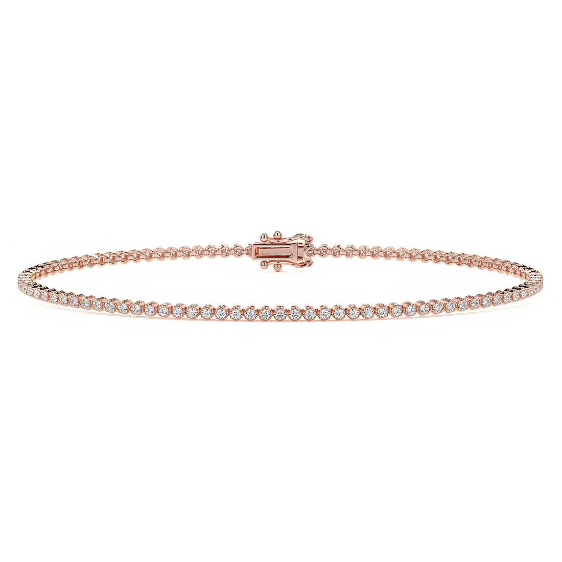1.00ctw Round Brilliant Buttercup Diamond Tennis Bracelet set in 14k Rose Gold