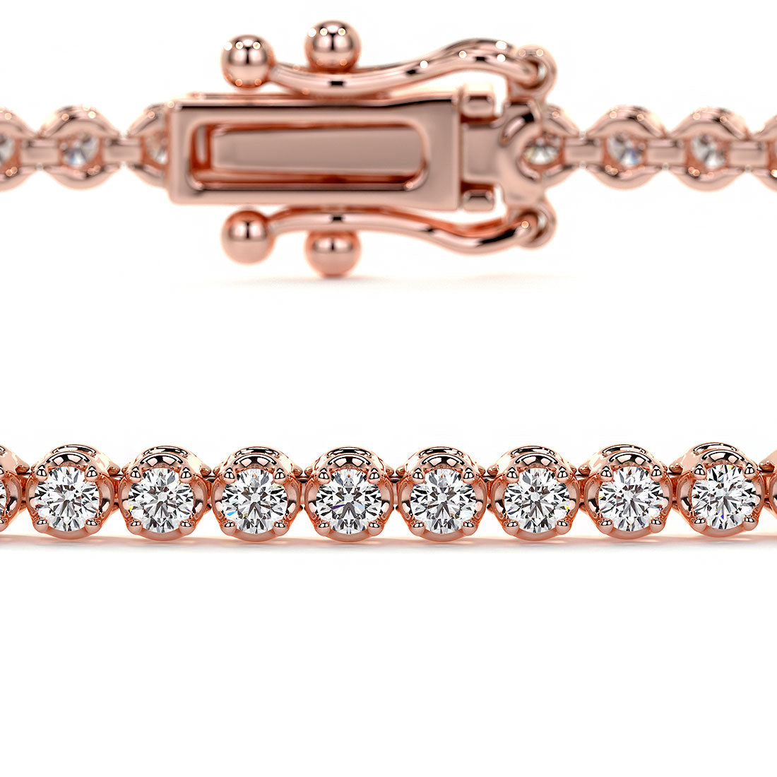 1.00ctw Round Brilliant Buttercup Diamond Tennis Bracelet set in 14k Rose Gold