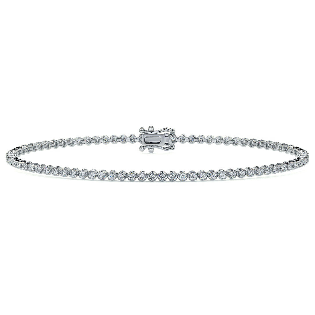 1.05ctw Round Brilliant Buttercup Diamond Tennis Bracelet set in 14k White Gold