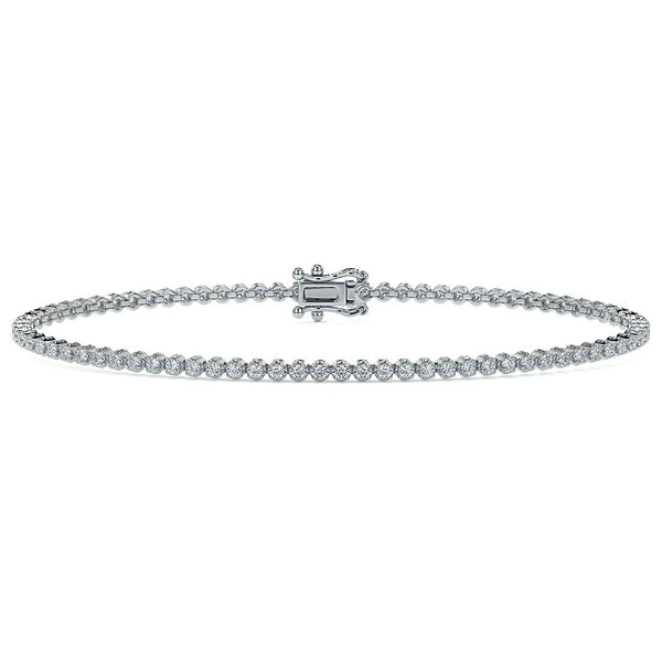 1.05ctw Round Brilliant Buttercup Diamond Tennis Bracelet set in 14k White Gold