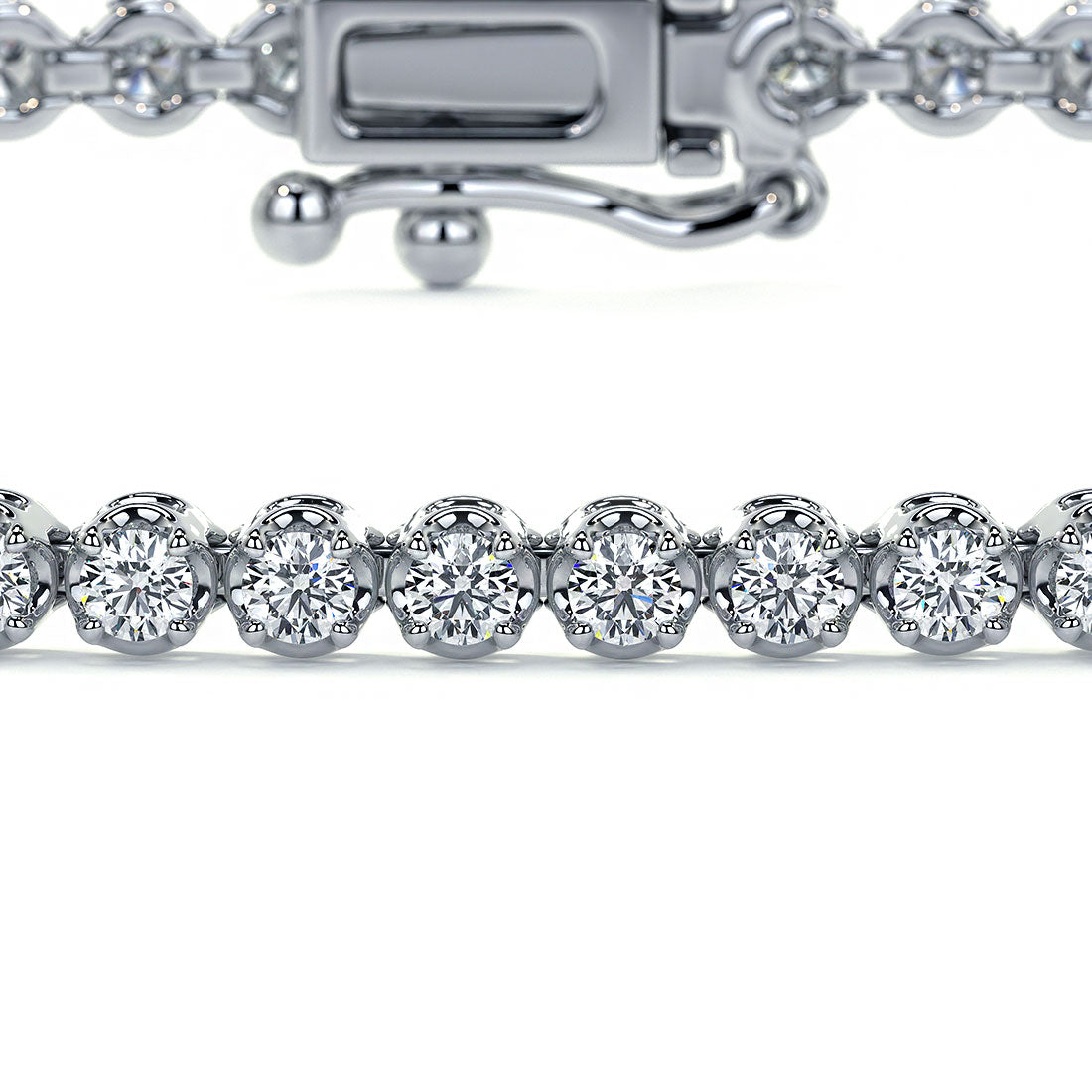 1.05ctw Round Brilliant Buttercup Diamond Tennis Bracelet set in 14k White Gold