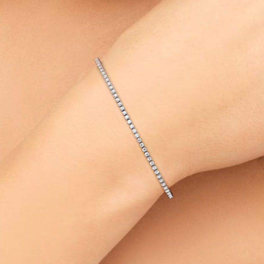 1.05ctw Round Brilliant Buttercup Diamond Tennis Bracelet set in 14k White Gold