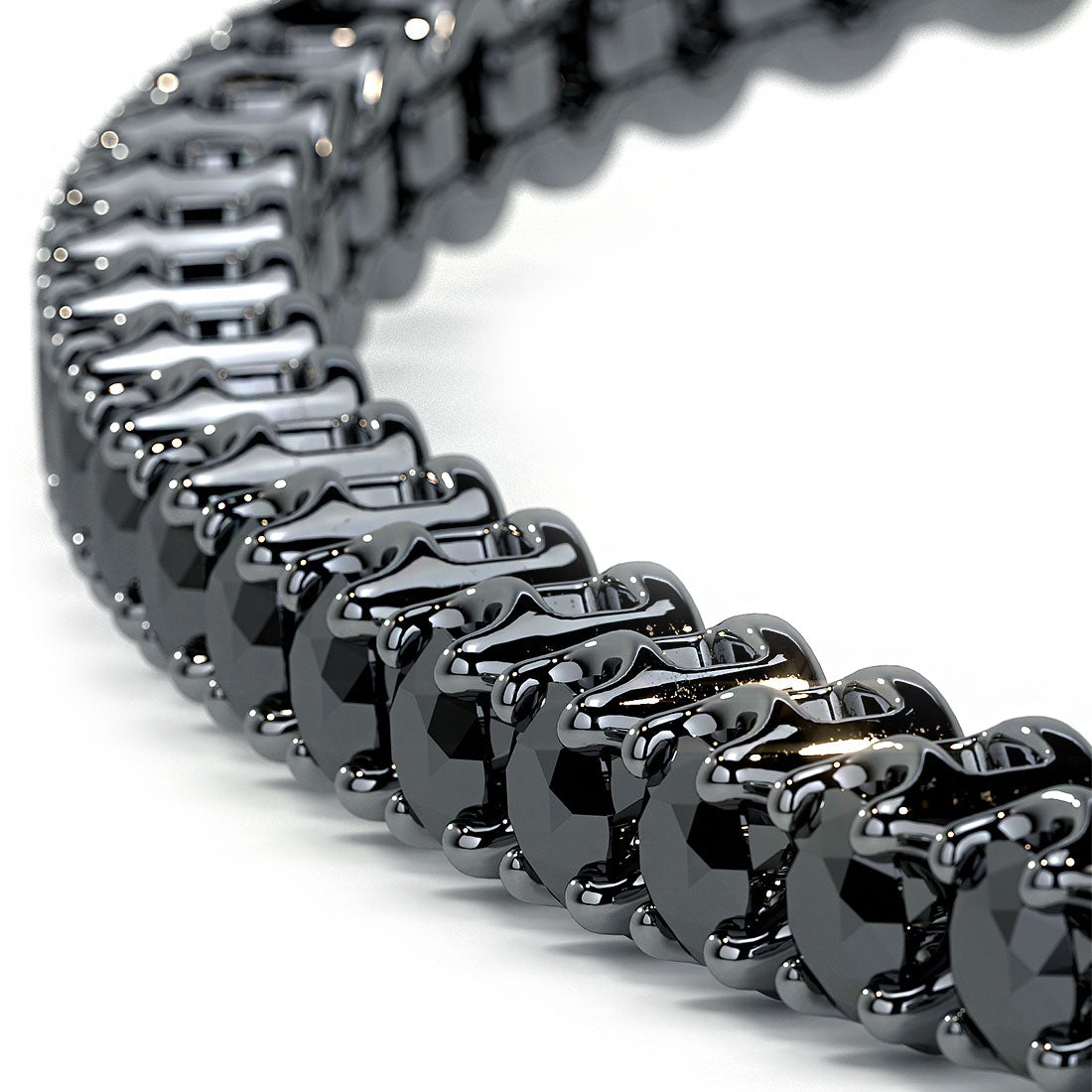1.05ctw Round Brilliant Buttercup Black Diamond Tennis Bracelet set in 14k Black Gold