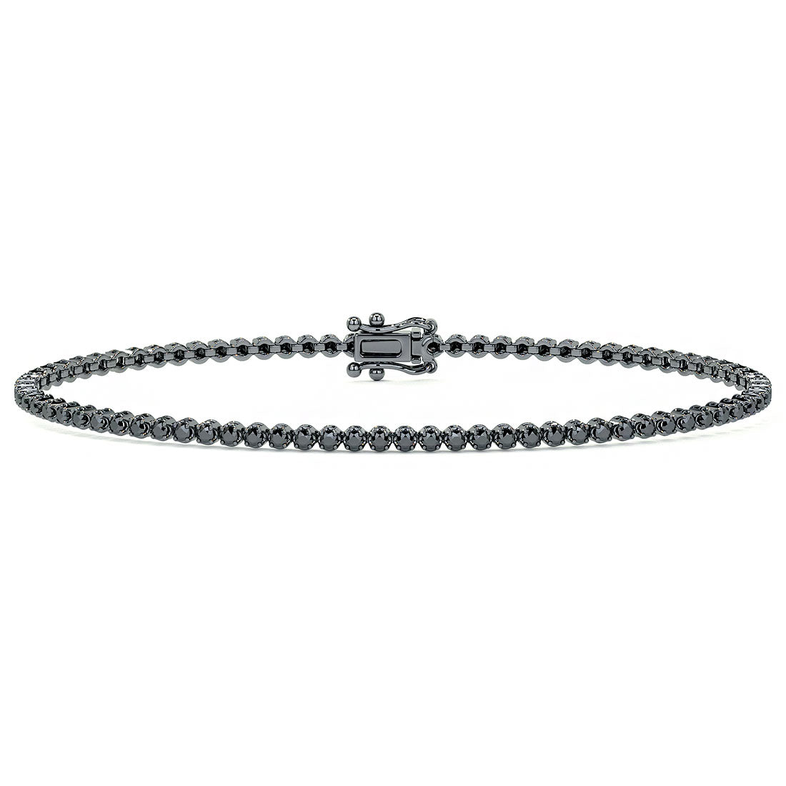 1.05ctw Round Brilliant Buttercup Black Diamond Tennis Bracelet set in 14k Black Gold