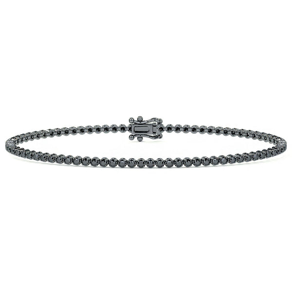 1.05ctw Round Brilliant Buttercup Black Diamond Tennis Bracelet set in 14k Black Gold