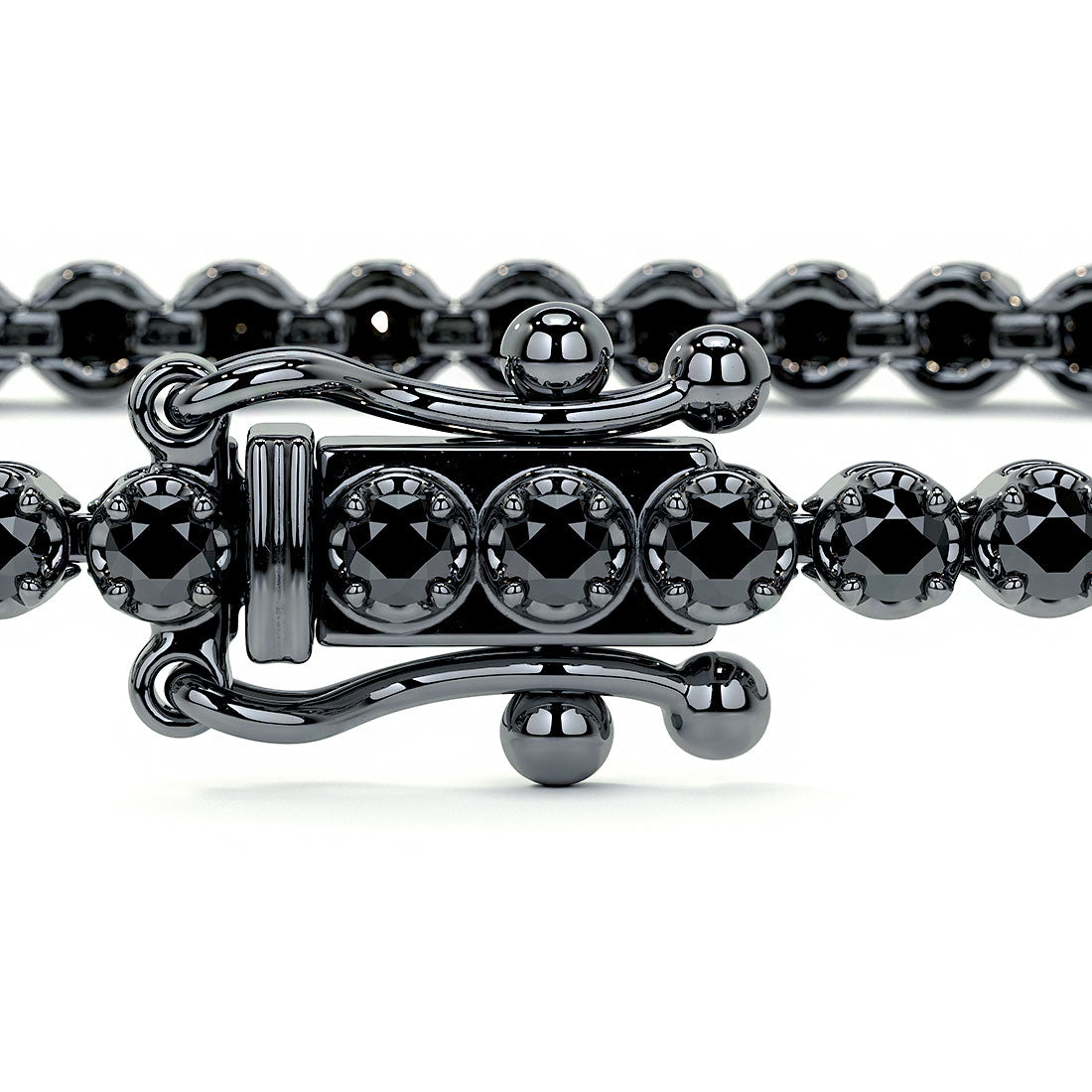 1.05ctw Round Brilliant Buttercup Black Diamond Tennis Bracelet set in 14k Black Gold