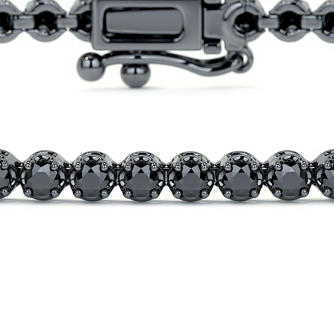 1.05ctw Round Brilliant Buttercup Black Diamond Tennis Bracelet set in 14k Black Gold