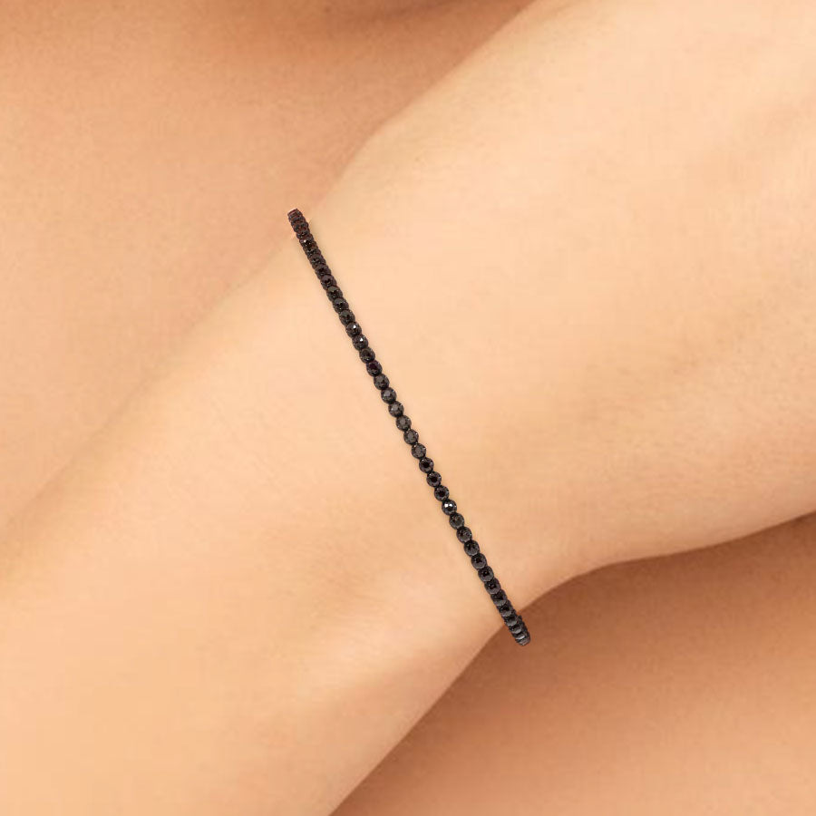 1.05ctw Round Brilliant Buttercup Black Diamond Tennis Bracelet set in 14k Black Gold