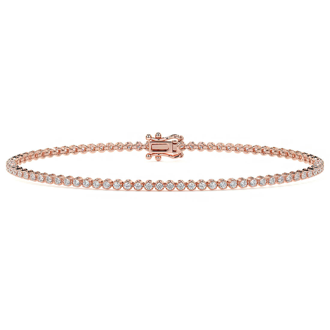 1.05ctw Round Brilliant Buttercup Diamond Tennis Bracelet set in 14k Rose Gold