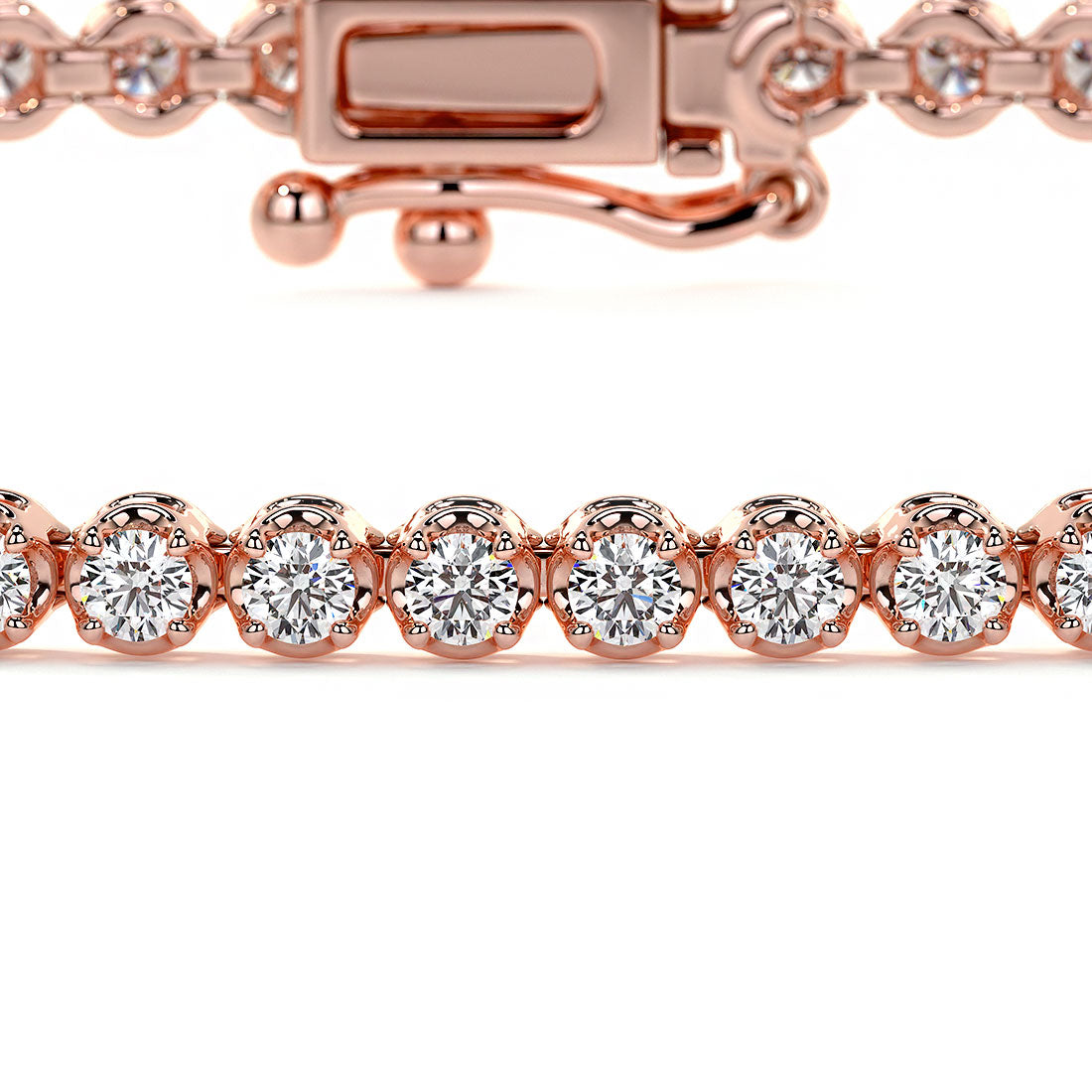 1.05ctw Round Brilliant Buttercup Diamond Tennis Bracelet set in 14k Rose Gold