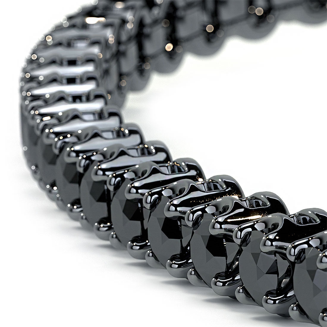1.75ctw Round Brilliant Buttercup Black Diamond Tennis Bracelet set in 14k Black Gold