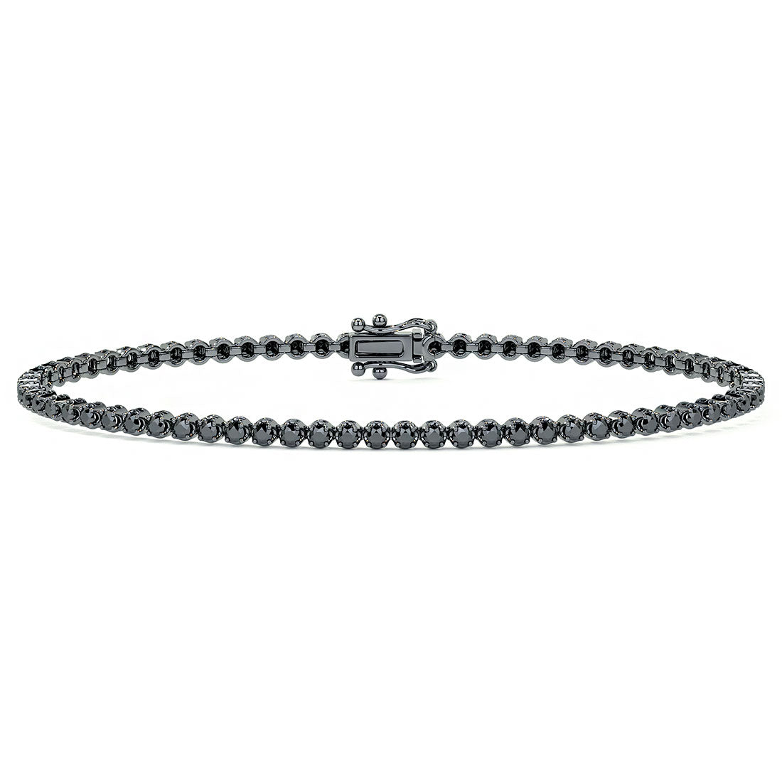 1.75ctw Round Brilliant Buttercup Black Diamond Tennis Bracelet set in 14k Black Gold