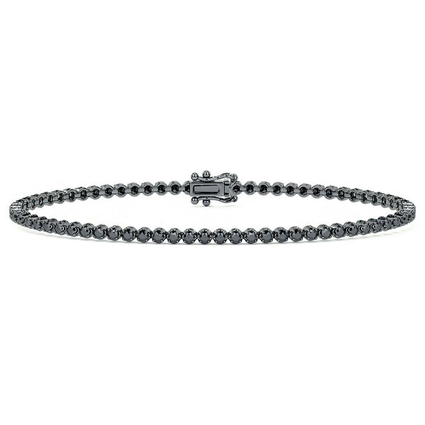 1.75ctw Round Brilliant Buttercup Black Diamond Tennis Bracelet set in 14k Black Gold