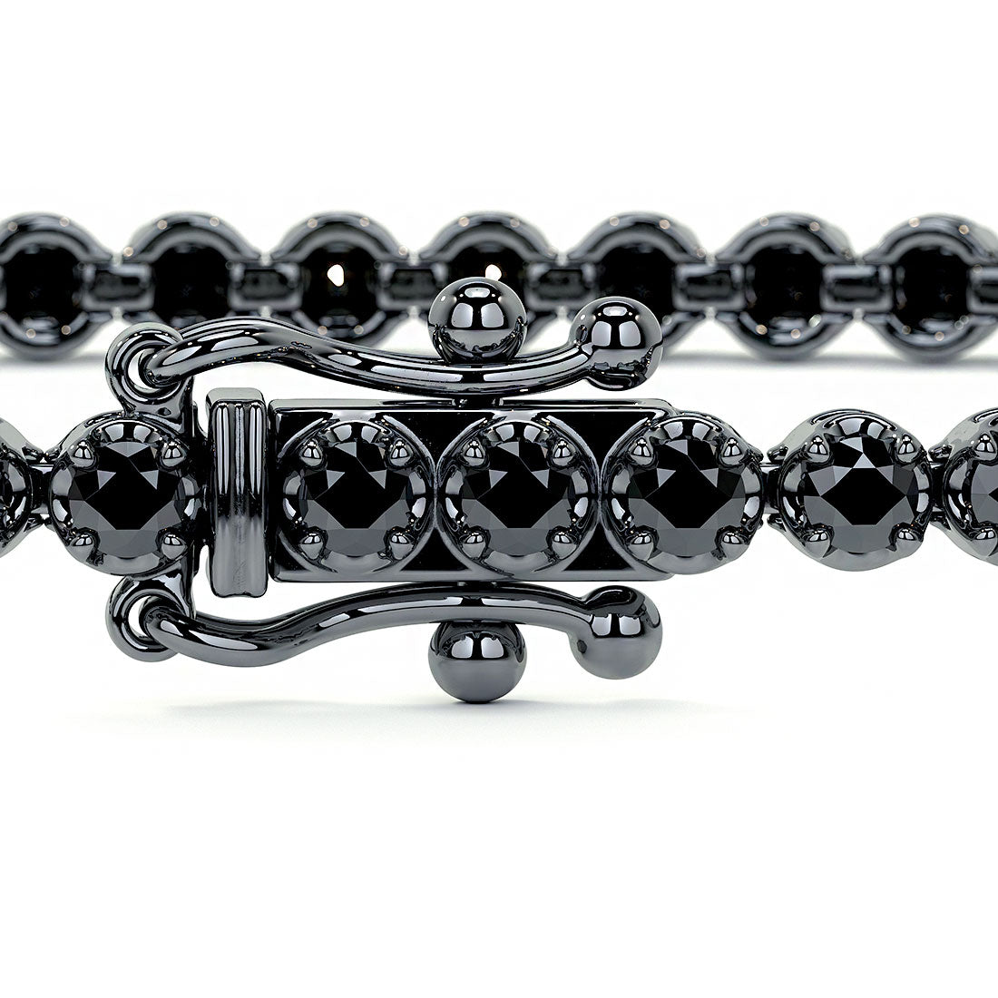1.75ctw Round Brilliant Buttercup Black Diamond Tennis Bracelet set in 14k Black Gold