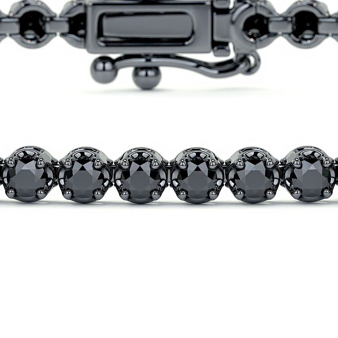1.75ctw Round Brilliant Buttercup Black Diamond Tennis Bracelet set in 14k Black Gold