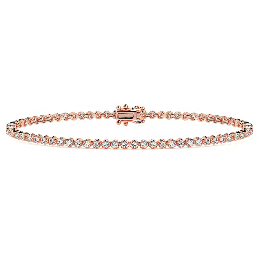 1.75ctw Round Brilliant Buttercup Diamond Tennis Bracelet set in 14k Rose Gold
