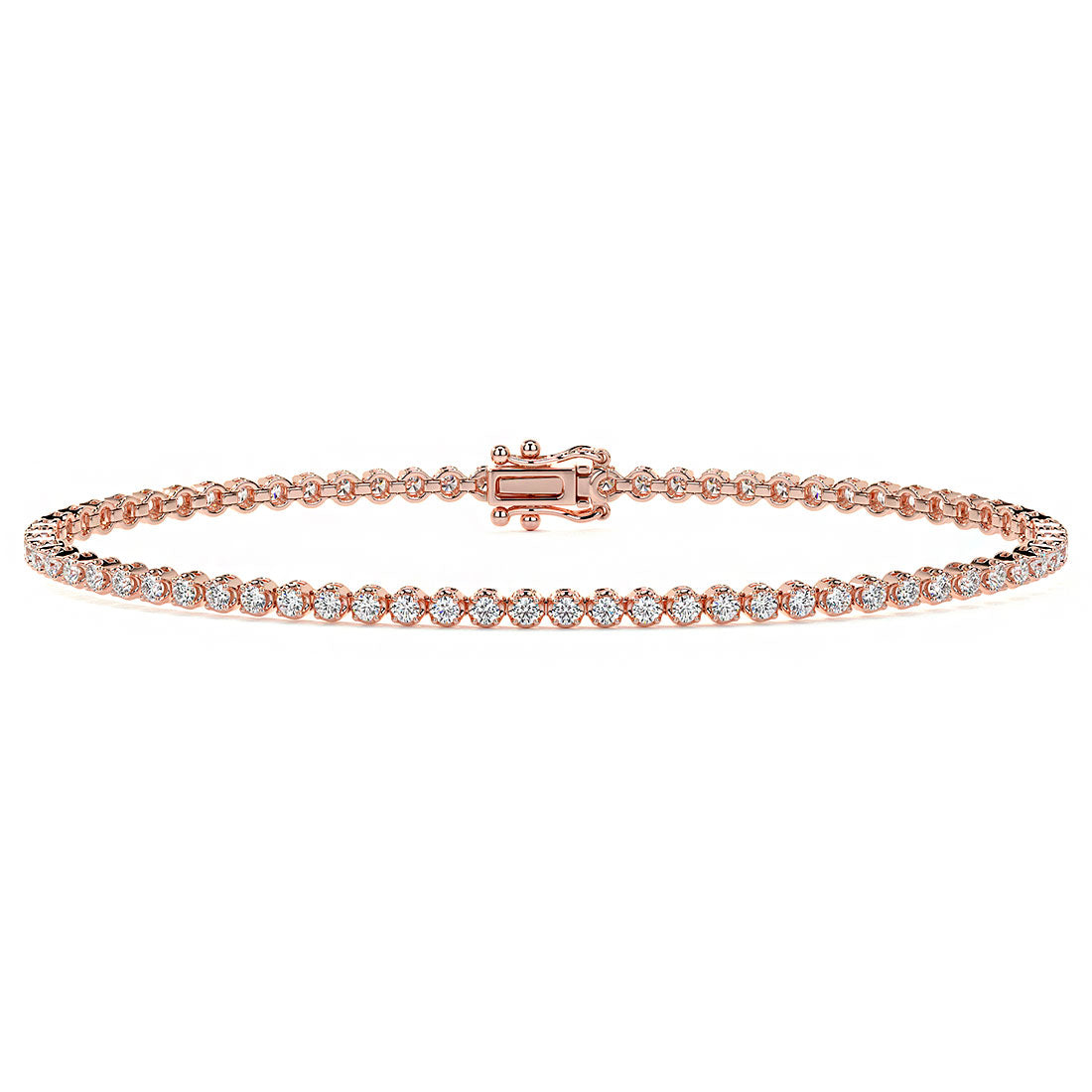 1.75ctw Round Brilliant Buttercup Diamond Eternity Tennis Bracelet set in 14k Rose Gold