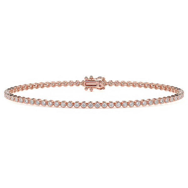 1.75ctw Round Brilliant Buttercup Diamond Tennis Bracelet set in 14k Rose Gold
