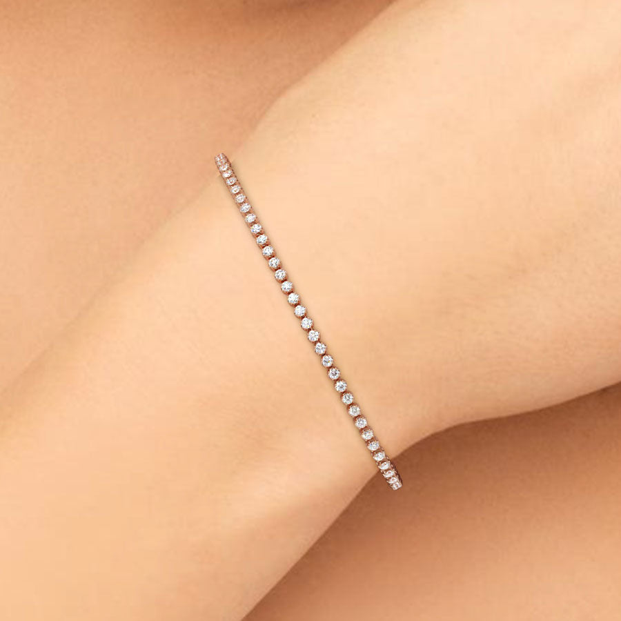 1.75ctw Round Brilliant Buttercup Diamond Tennis Bracelet set in 14k Rose Gold