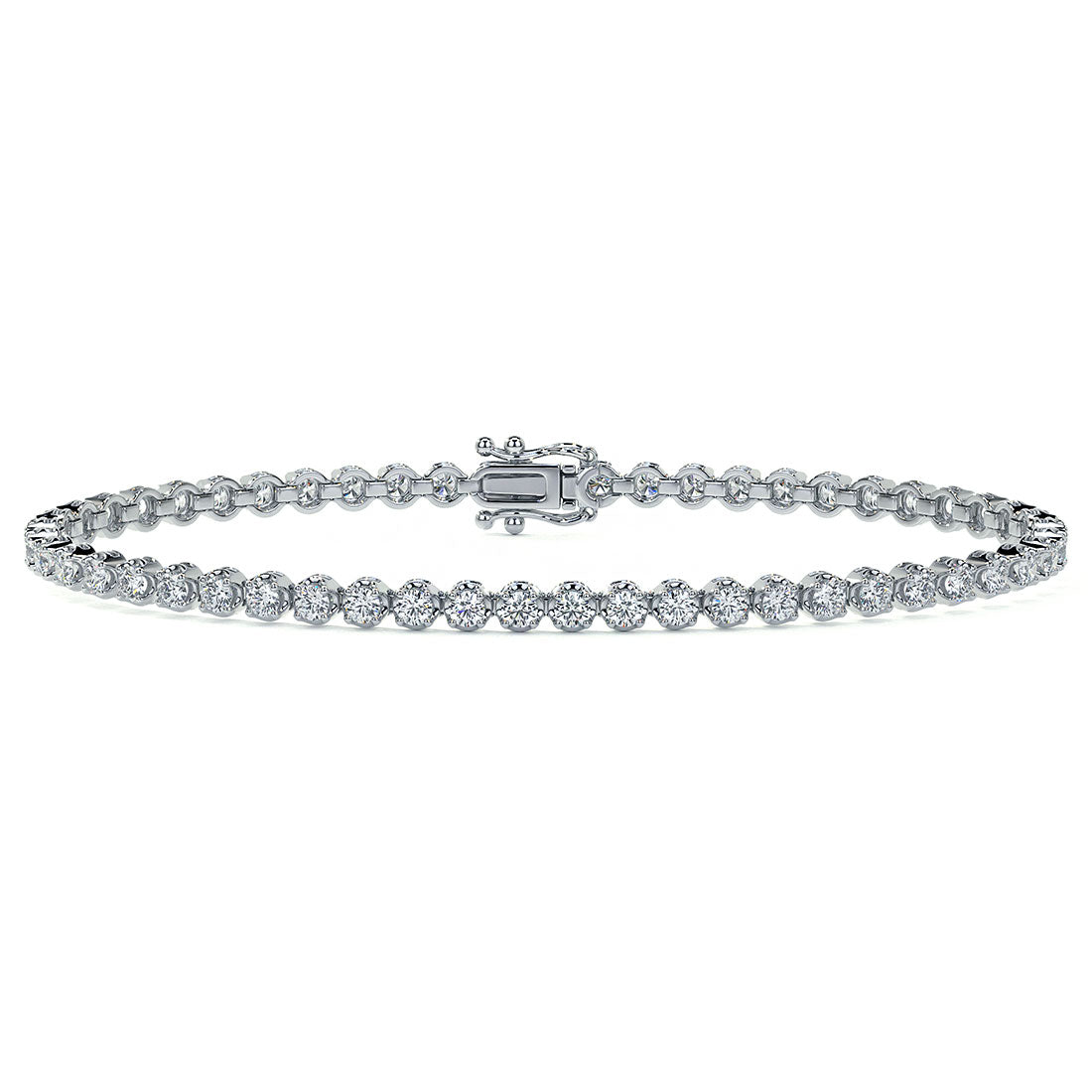 2.50ctw Round Brilliant Buttercup Diamond Tennis Bracelet set in 14k White Gold