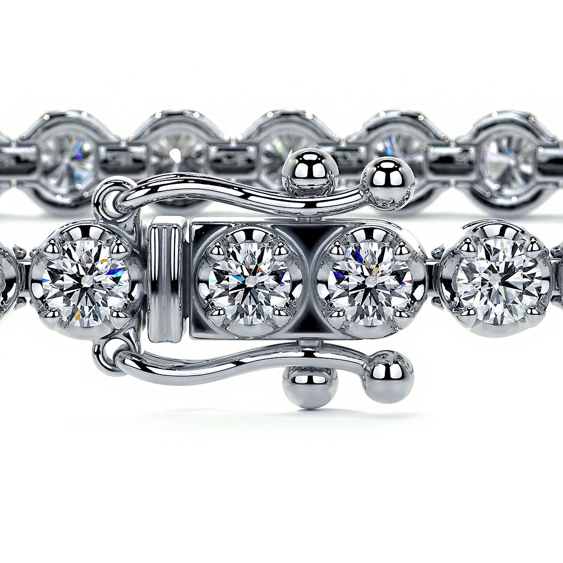 2.50ctw Round Brilliant Buttercup Diamond Tennis Bracelet set in 14k White Gold