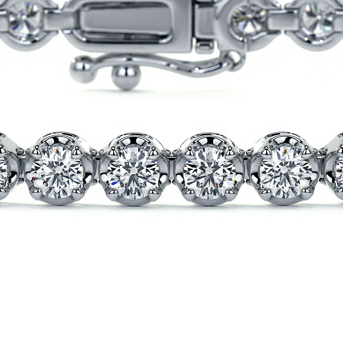 2.50ctw Round Brilliant Buttercup Diamond Tennis Bracelet set in 14k White Gold