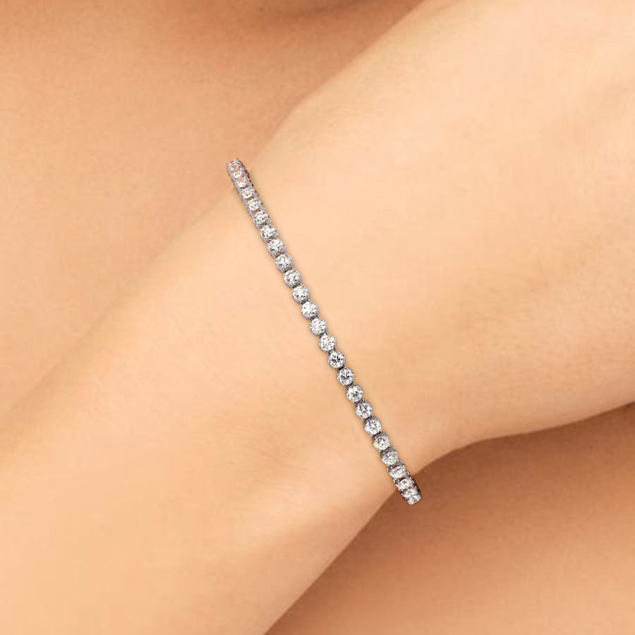 2.50ctw Round Brilliant Buttercup Diamond Tennis Bracelet set in 14k White Gold