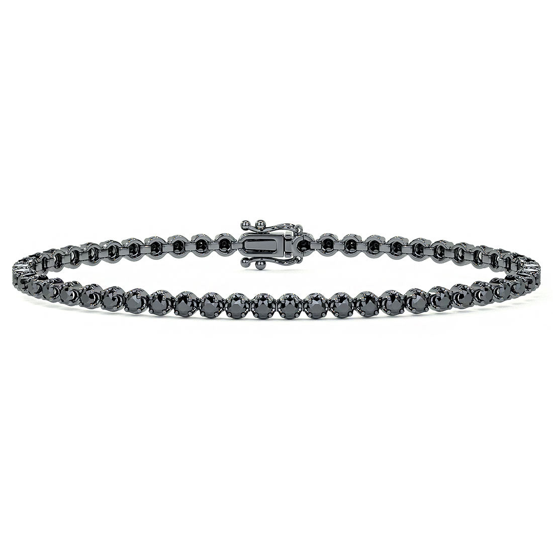 2.50ctw Round Brilliant Buttercup Black DiamondTennis Bracelet set in 14k Black Gold