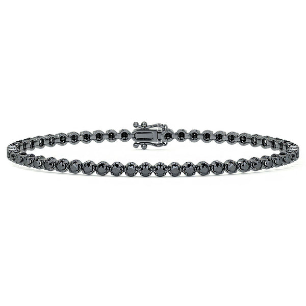 2.50ctw Round Brilliant Buttercup Black DiamondTennis Bracelet set in 14k Black Gold