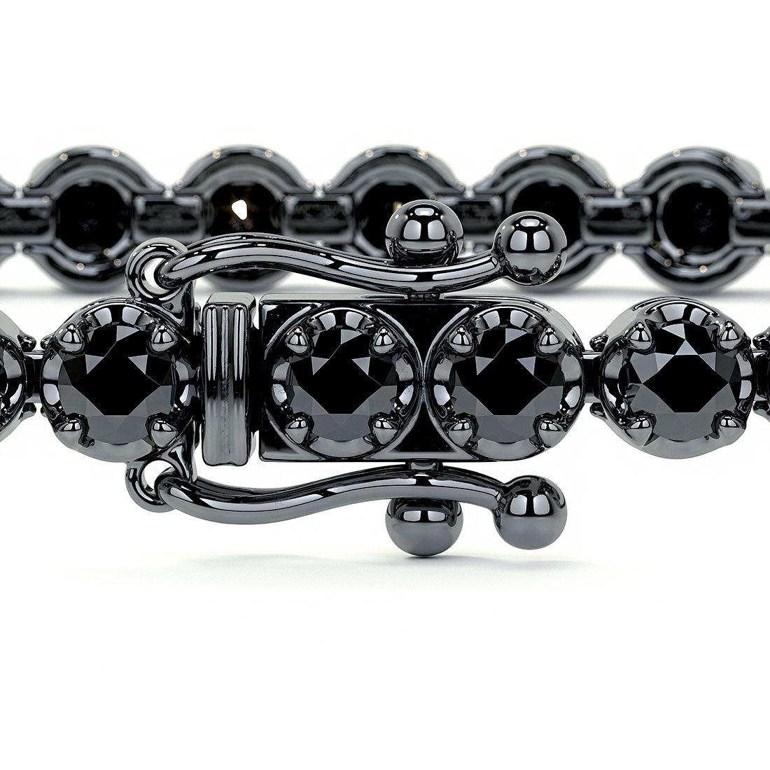 2.50ctw Round Brilliant Buttercup Black DiamondTennis Bracelet set in 14k Black Gold
